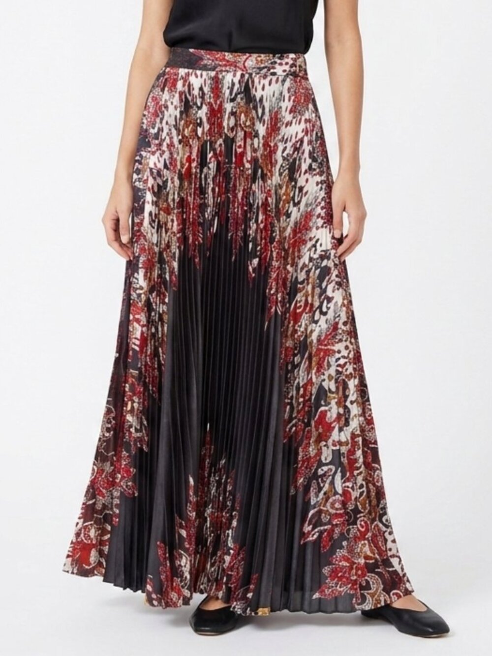 Temptation Italy Knife Pleated Print Maxi Skirt- Sz. Sm/Med